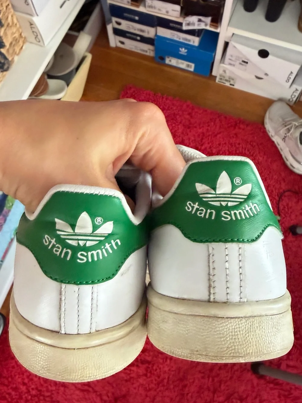 adidas Stan Smith White Leather Sneakers with Green Accents